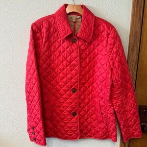 Burberry Quilted DARK Coral/Red jacket--BRAND NEW